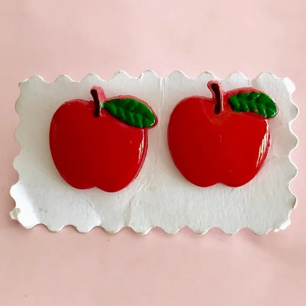 🍎 Lovely Red Apple STUD EARRINGS